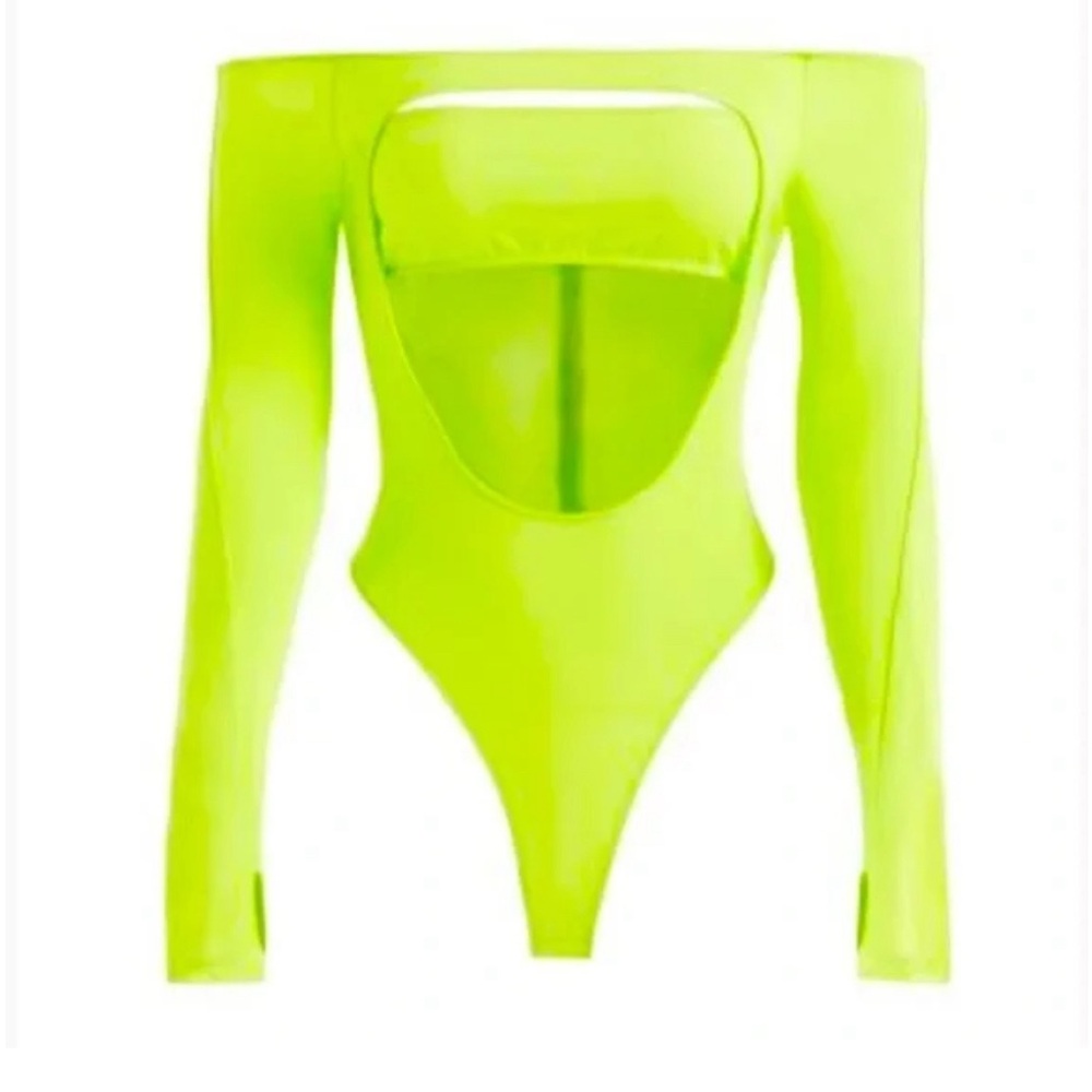 Mugler x H&M Cut-out Bodysuit In Acid Green- Size M  - New With Tags